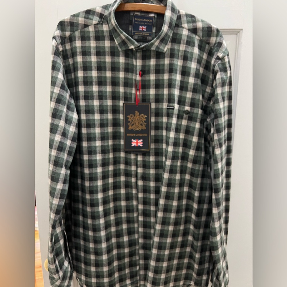 NEW Guide London British Design Flannel Plaid Button-down Shirt. SZ XL